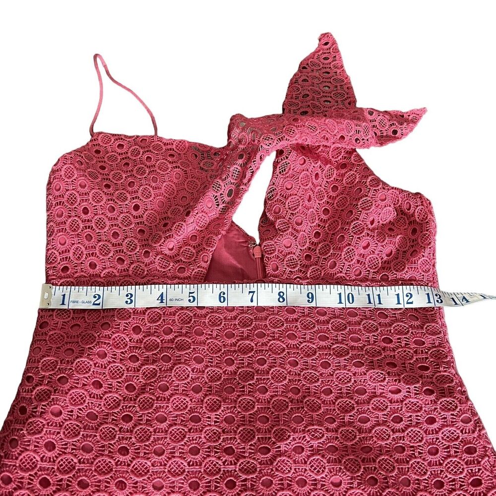 Aidan Mattox Dress Size 0 Eyelet Lace Midi With Tie Front Pink - Picture 11 of 14
